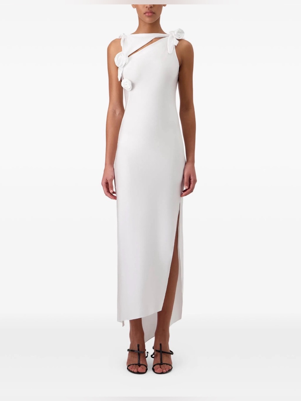 Coperni rosette knot asymmetric dress